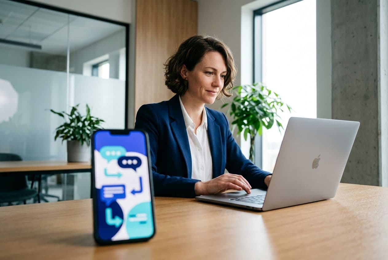Gestora planejando operação de envio em massa no WhatsApp em ambiente corporativo